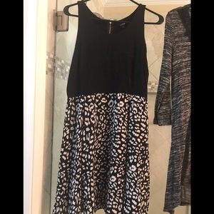 Black tan top dress with animal print bottom